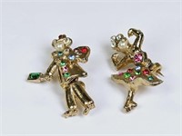 2 Unsigned Coro Dancer Brooches, 1940s