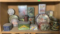 Shelf Of Vintage Collectible Tins
