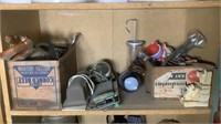 Shelf Of Vintage Kitchen Misc, Lights, Misc