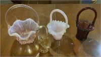 (4) Beautiful Vintage Glass Baskets