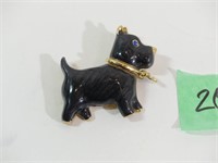 Vintage Signed AAI Dog Enamel Rhinestone Brooch