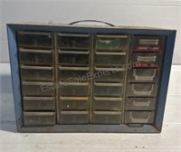 METAL HARDWARE STORAGE CASE FILLED WITH DRILL