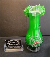 Vase en verre soufflé murano, motifs floraux,
