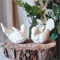 Vintage Pair of White Alabaster Love Birds Doves