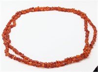 Genuine Amber chips long 82" continuous Necklace