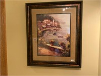 Large Seascape Village Framed Art