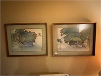 MCM Asian Framed Duck Paintings