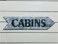 Painted Wooden Cabins Arrow Sign