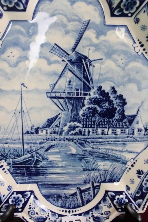 Large Delfts Windmill Plate & Stand
