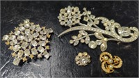 Vintage Rhinestone & Faux Pearl Brooches (some