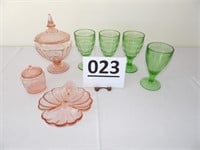 Pink and Green Depression Glass