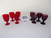 4 Red Mosser Goblets & 4 Purple Goblets
