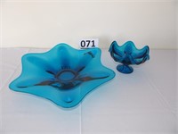 2 Blue Viking Glass Bowls