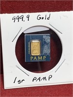 P.A.M.P SUISSE .999 FINE 1GRAM GOLD PIECE