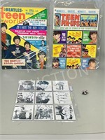 Beatles collectables - 9 cards & 2 magazines