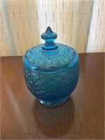 Colonial blue glass candy dish