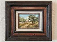 Signed by Local Artist Oil Country Lane Road w/