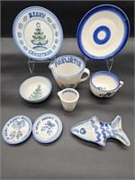 (9) M.A. Hadley Pottery Pieces, as pictured