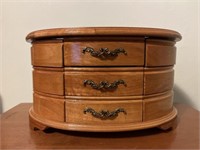 Wooden jewelry box and contents