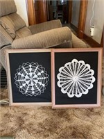 2 framed doilies