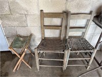 Vintage wood wicker chairs