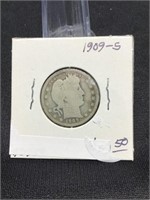 1909-S Barber Quarter