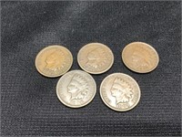 Bag of 5 Indian Head Penny 1895-1899