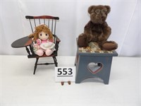 Boyd's Stuffed Bear & Bench, Doll & Chair