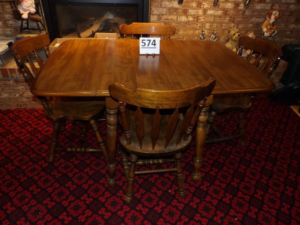 Wooden Drop Leaf Table & 4 Chairs
