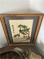 Chinese Art Work in Wood Frame