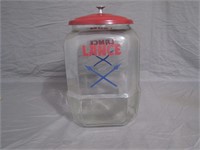 Large Vintage Glass Lance Jar W/Metal Red Lid