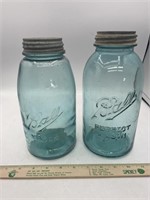 Vintage ball half gallon blue jars with lids