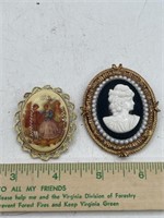 Costume  jewelry, cameo brooches