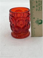 Moon and Stars Votive Candle Holder Amberina Red