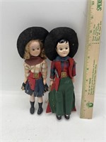 Vintage, cowboy and cowgirl dolls