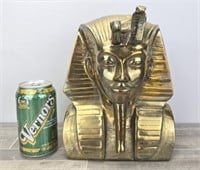 EGYPTIAN REVIVAL SOLID BRASS PHAROAH BUST