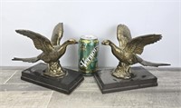 PAIR OF HEAVY BRASS PHEASANTS ON A BASE