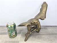 11" LARGE BRASS EAGLE ON BRANCH STATUE