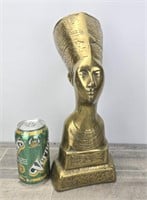 13" LARGE SOLID BRASS EGYPTIAN BUST