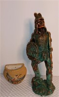 Indian Statue & Pottery Wall Pocket