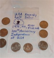 8 USA Kennedy Half Dollars