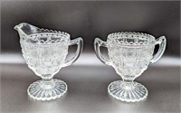 Beaded Block Cream & Sugar Set by Imperial Glass