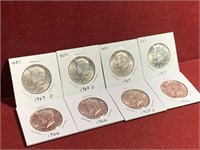 (8) MIX DATE UNITED STATES 40% SILVER KENNEDY HALF