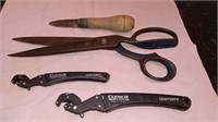 Large Scissors, 2 Craftsman Clench Wrenches, &