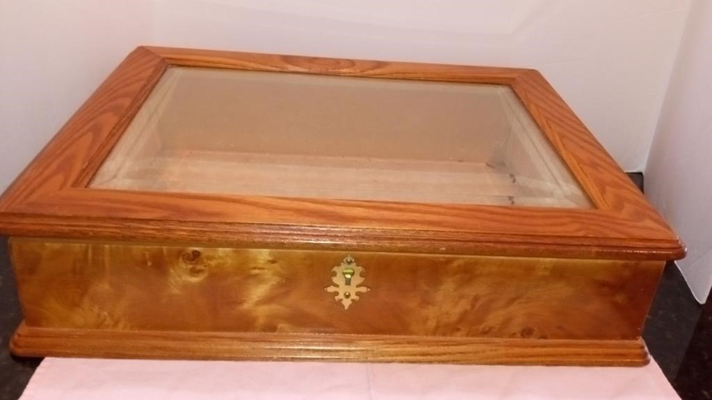 Wooden Display Case with Glass