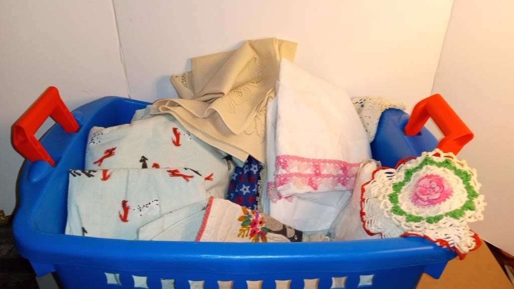 Laundry Basket With Linens, Sheet, Pillowcases,
