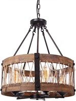 5-Light Farmhouse Chandelier  Brown  Round