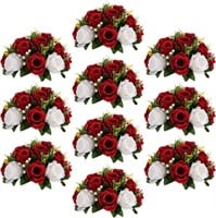 Sziqiqi Red Wedding Centerpiece Flowers  10pcs