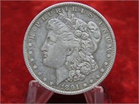 1891O Morgan Silver $1 Dollar US coin.