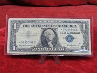 1957 Star Note Silver Certificate $1 US Banknote.